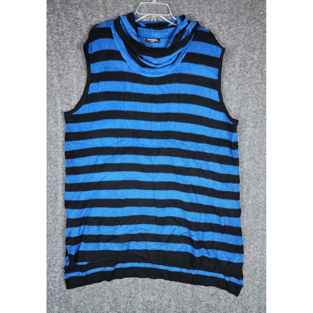 Concepts Sleeveless Knit Top Womens 4X Blue Black Striped Cowl Neck Relaxed Fit